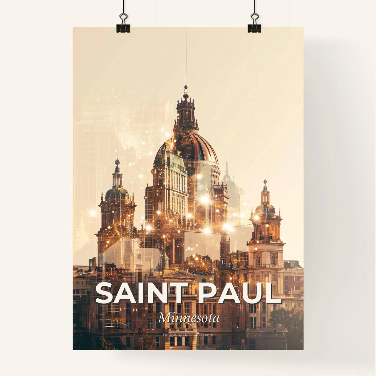 Saint Paul Cityscape Double Exposure Poster Art Poster