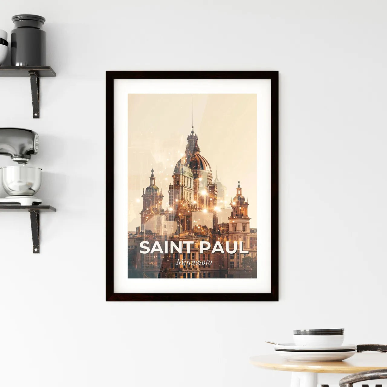 Saint Paul Cityscape Double Exposure Poster Art Framed Print