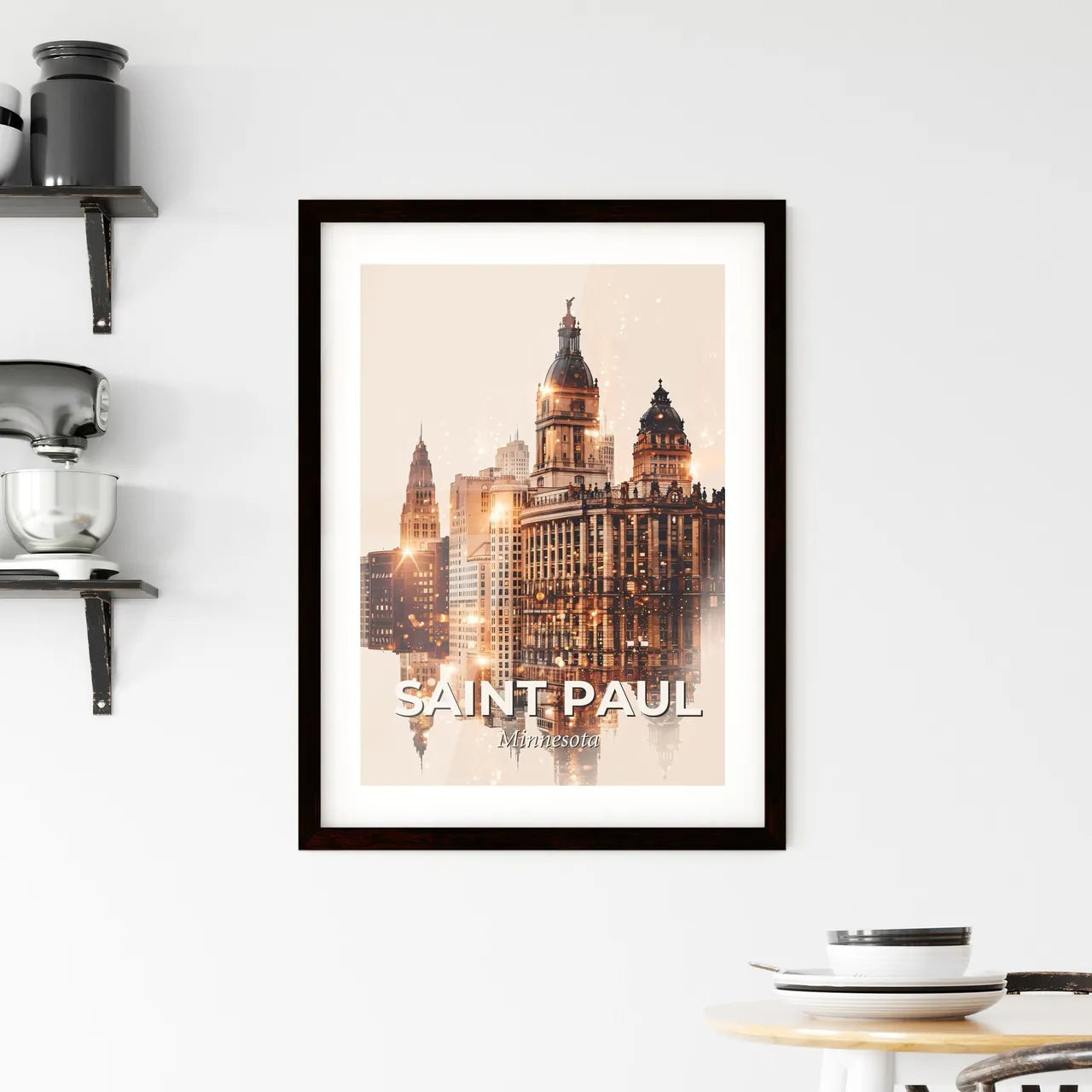 Saint Paul Cityscape Horizon Composite Art Poster Framed Print