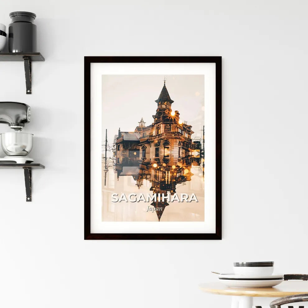 Sagamihara skyline landmark poster design artwork Framed Print