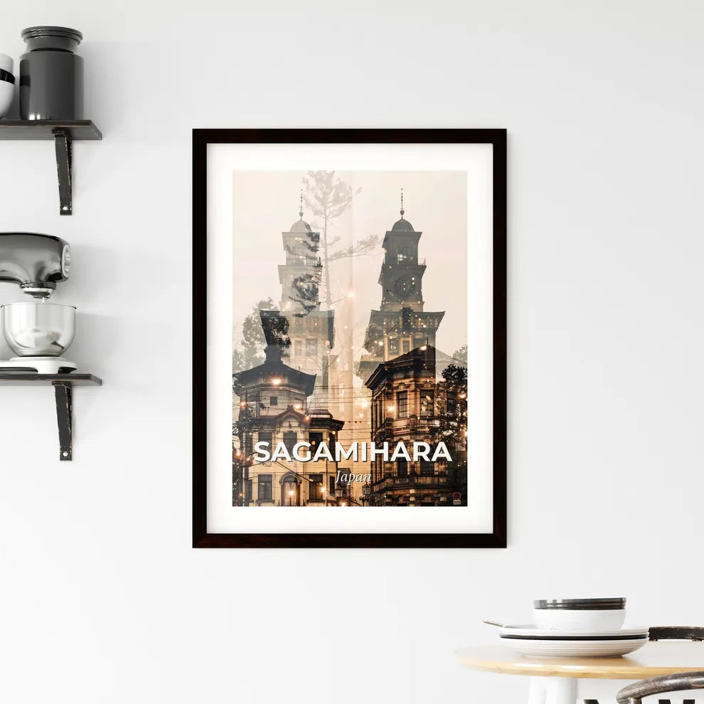 Sagamihara Skyline Double Exposure Art Framed Print