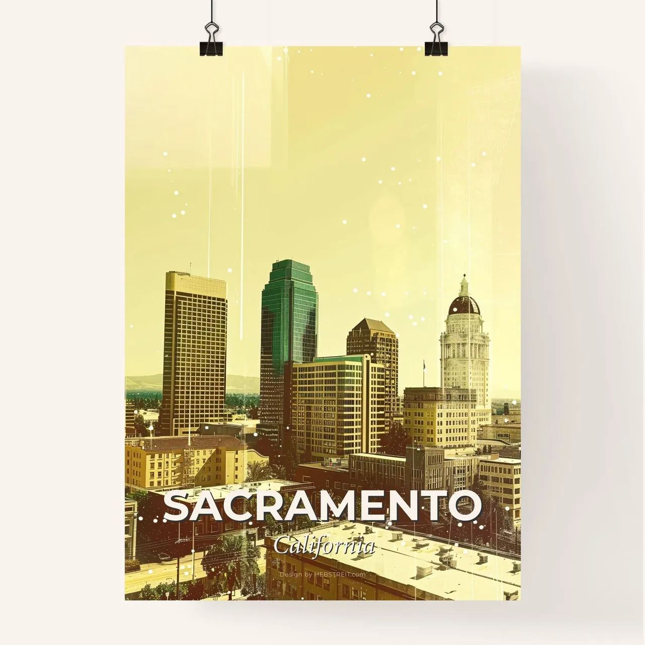 Sacramento Skyline Dreamy Cityscape Poster Poster