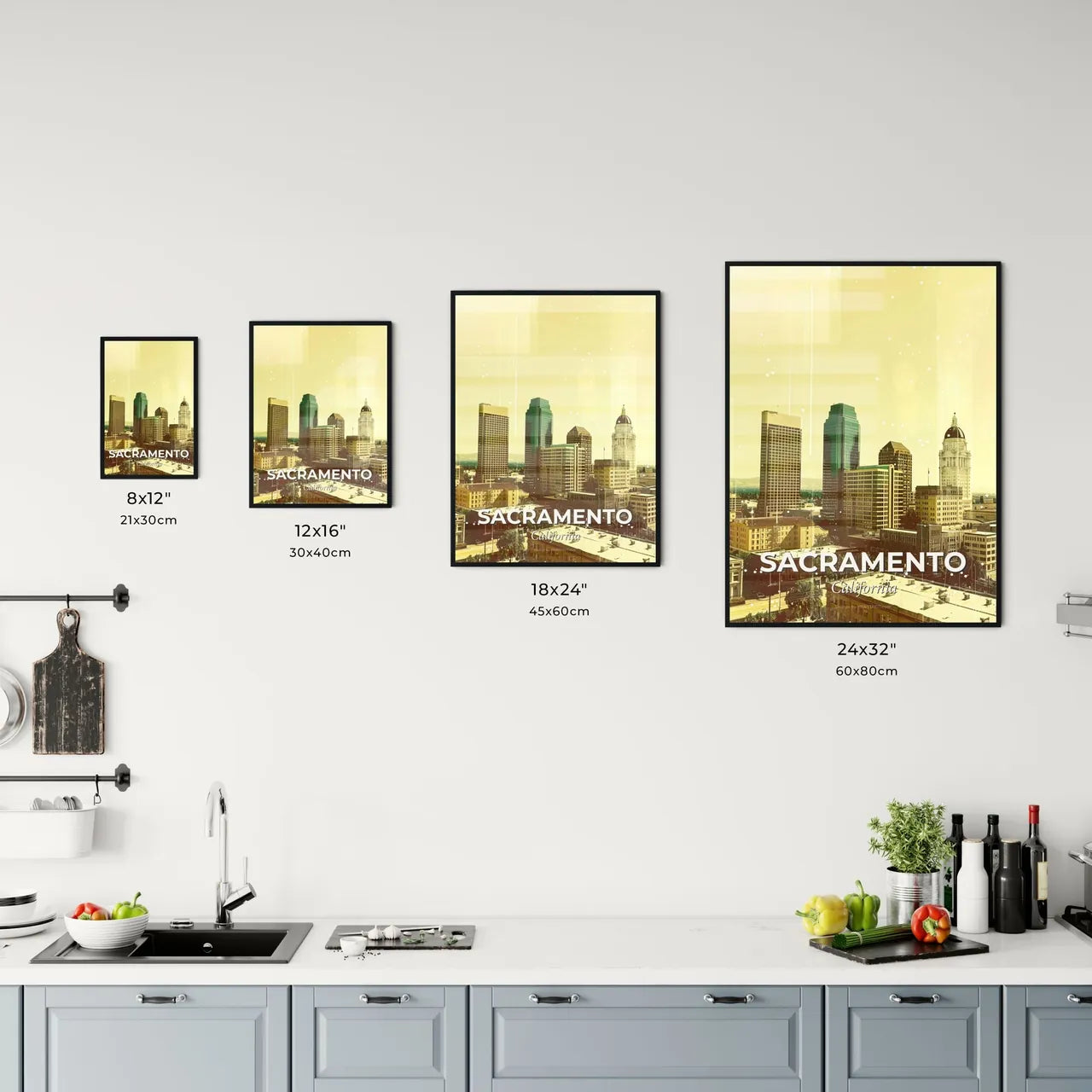 Sacramento Skyline Dreamy Cityscape Poster Office Art