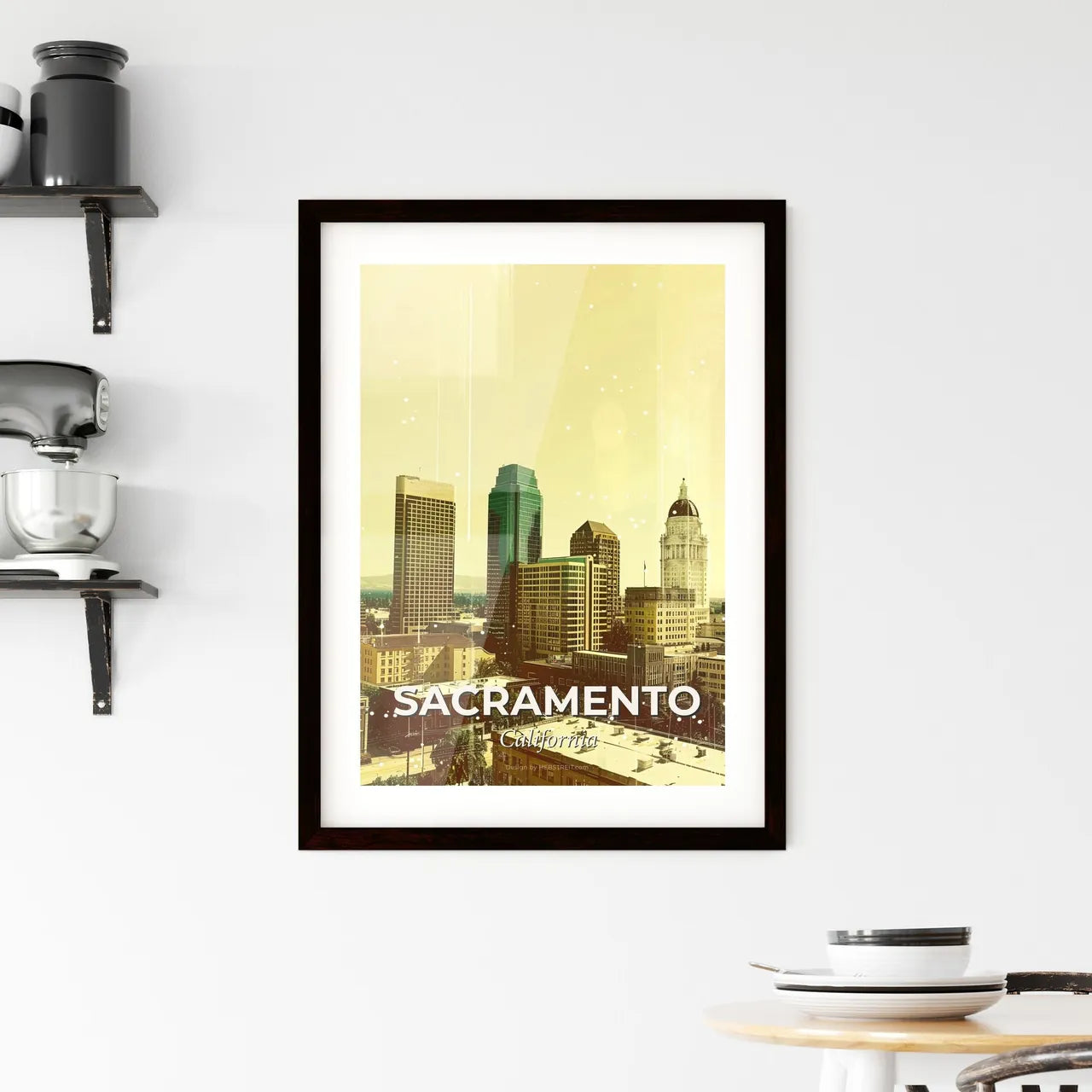 Sacramento Skyline Dreamy Cityscape Poster Framed Print