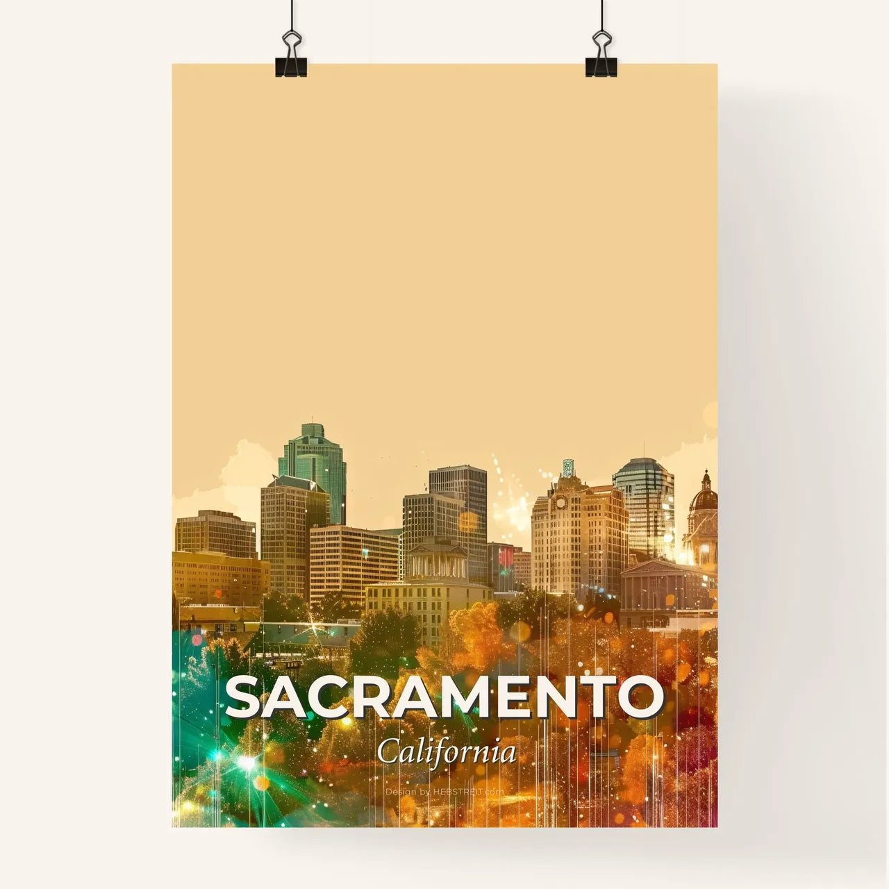 Sacramento Skyline Double Exposure Art Composite Poster