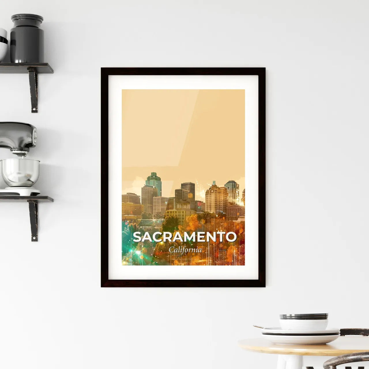 Sacramento Skyline Double Exposure Art Composite Framed Print