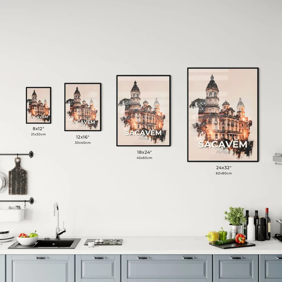 Sacavém Skyline Composite Art: Local Colors, Bright Beige Office Art