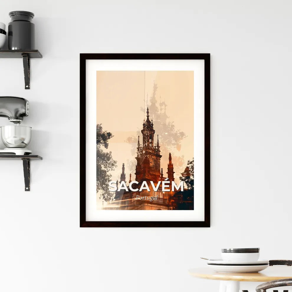 Sacavém Double Exposure Skyline Art Poster Framed Print