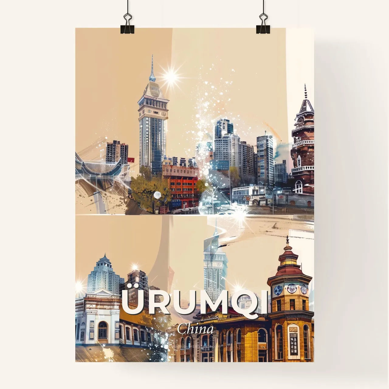 Urumqi City Icon Skyline Bright Sparkle Poster Poster