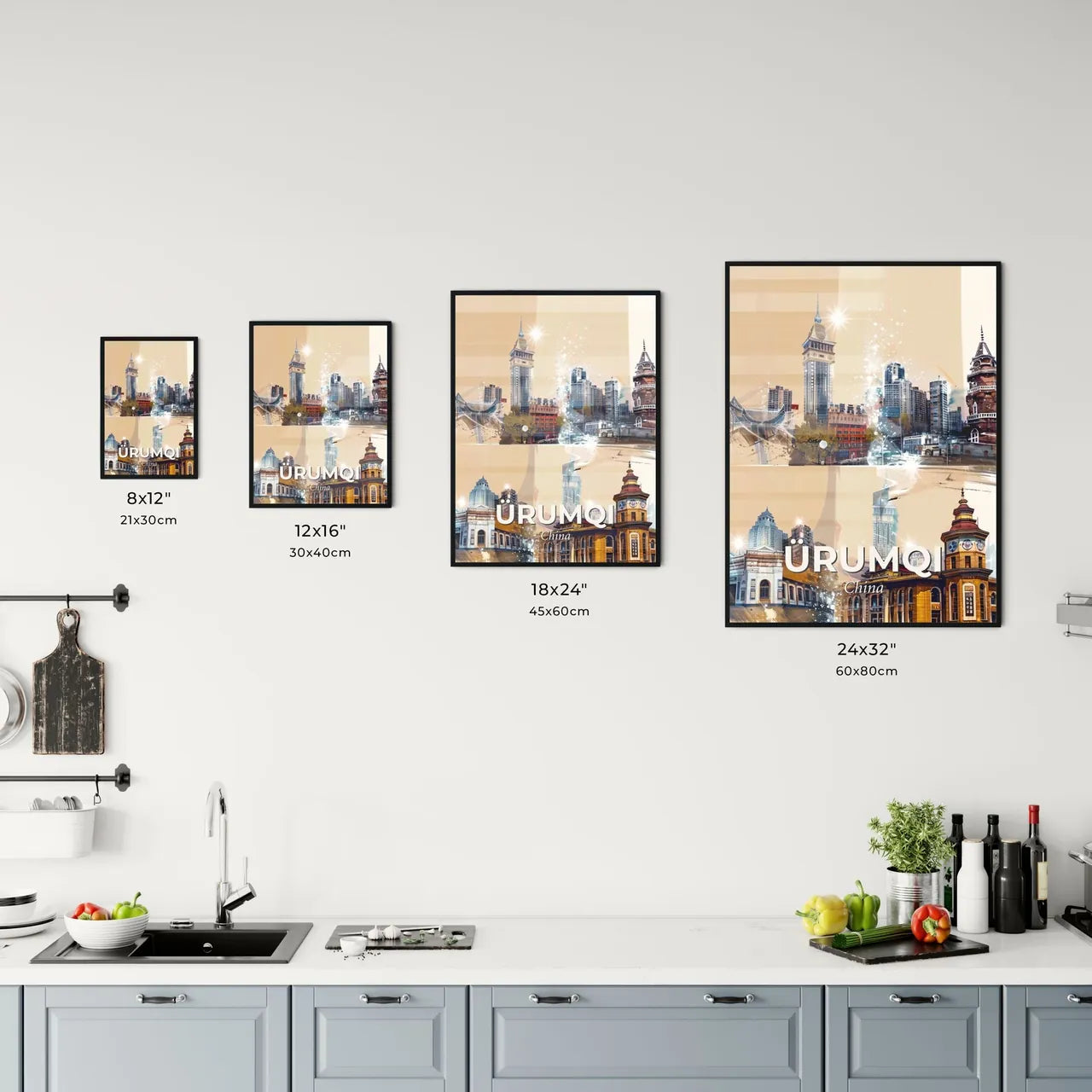 Urumqi City Icon Skyline Bright Sparkle Poster Office Art
