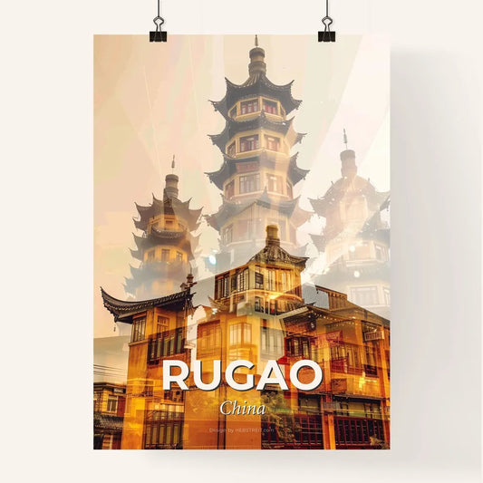 Rugao Iconography Double Exposure Cityscape Art Poster