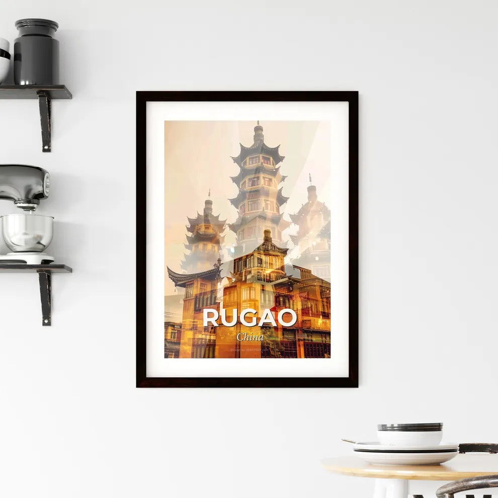Rugao Iconography Double Exposure Cityscape Art Framed Print