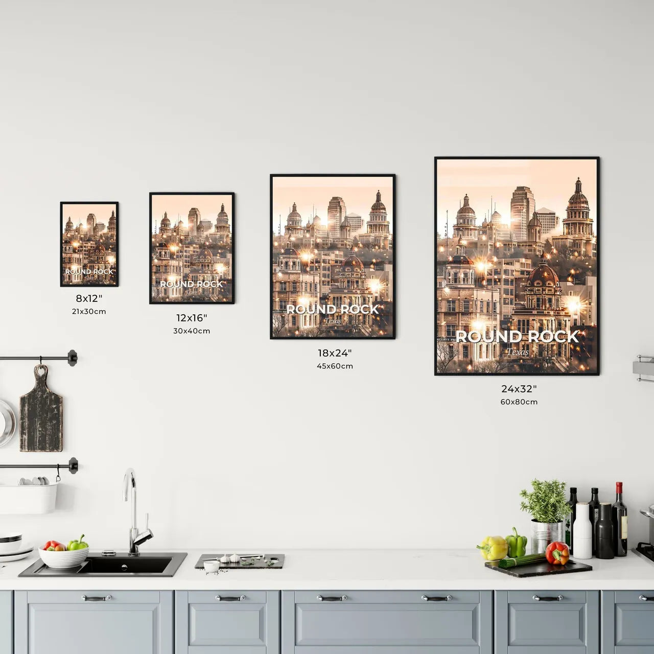 Round Rock Cityscape Art: Icon Skyline Double Exposure Office Art
