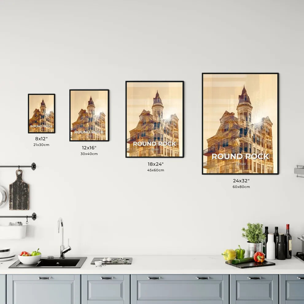 Round Rock Skyline Double Exposure Cityscape Art Office Art