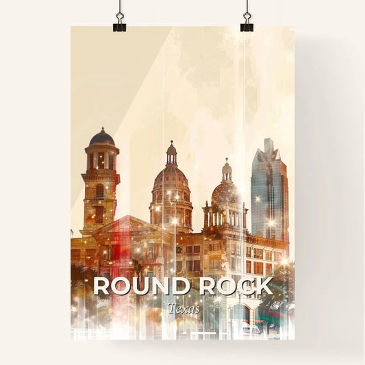 Round Rock Skyline Silhouette Cityscape Art Poster Poster