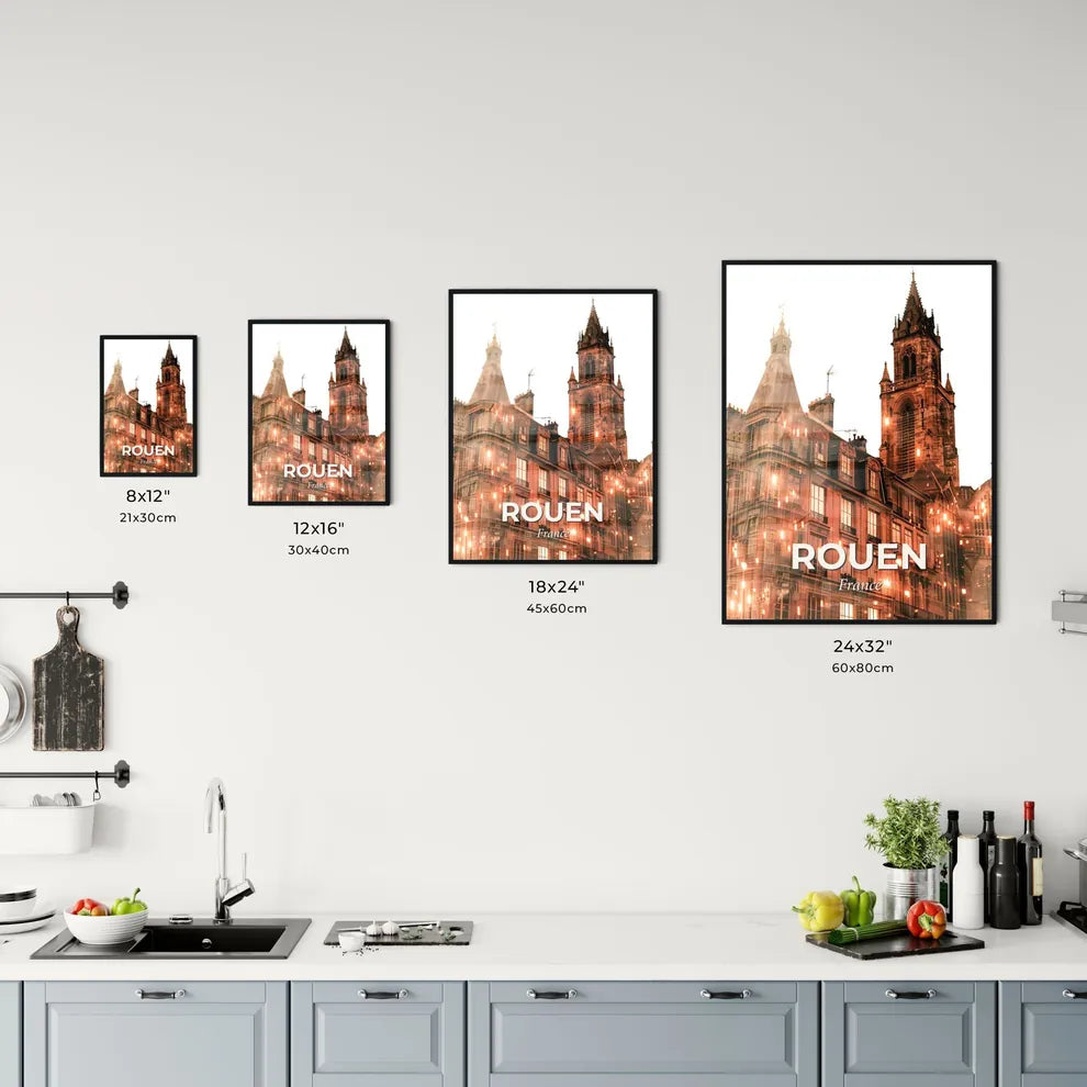 Rouen Urban Scenery Silhouette Poster Art Office Art