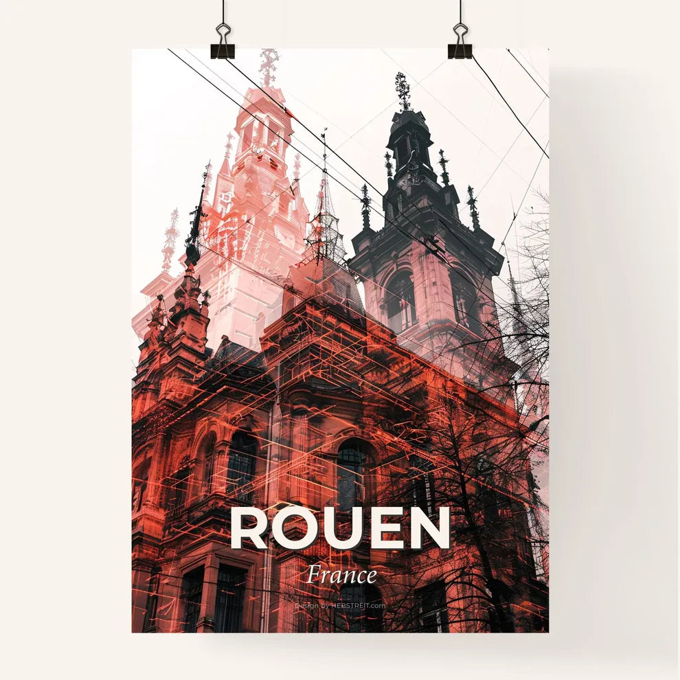 Rouen Double Exposure Skyline Beige Poster Poster