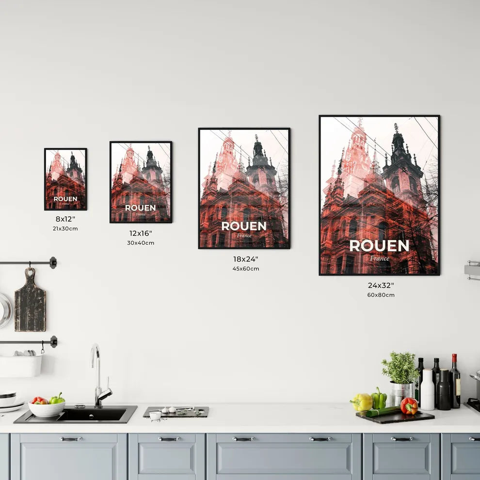 Rouen Double Exposure Skyline Beige Poster Office Art