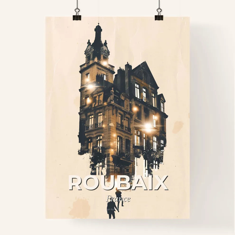 Roubaix Skyline Double Exposure Art Poster Poster