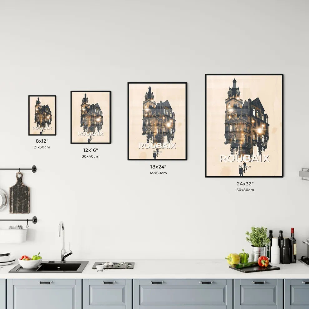 Roubaix Skyline Double Exposure Art Poster Office Art