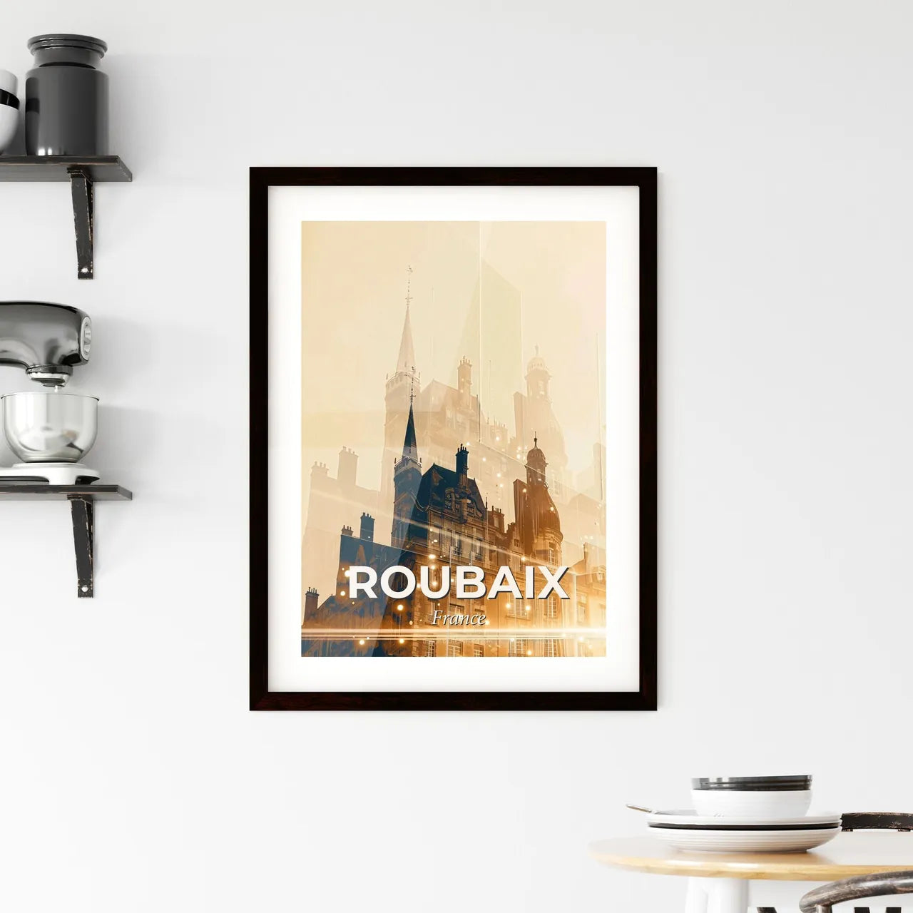 Roubaix France Skyline City Poster Framed Print