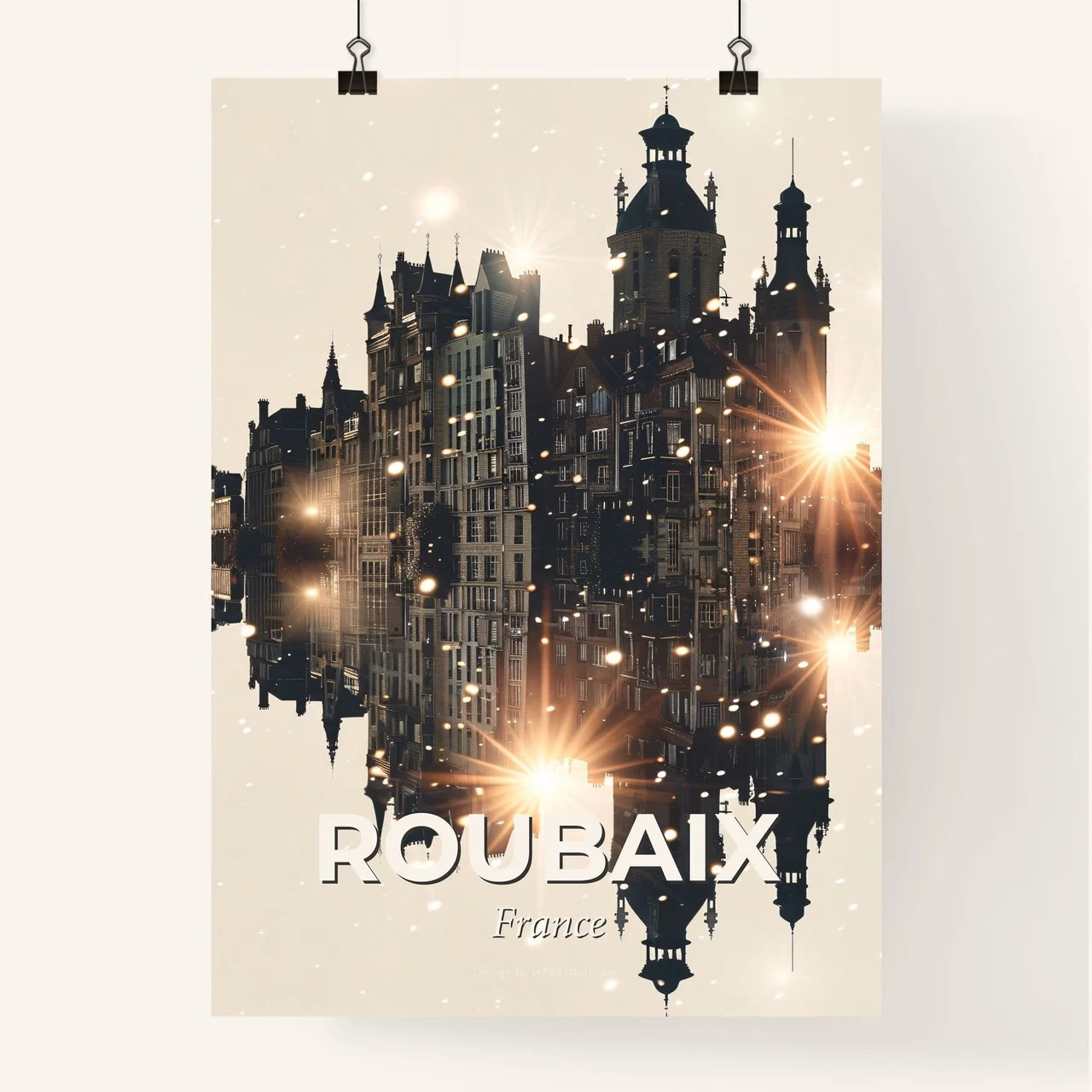 Roubaix Skyline Silhouette Cityscape Poster Poster