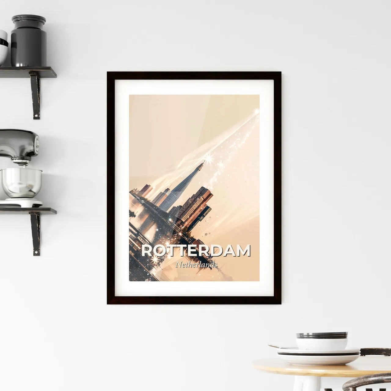Rotterdam Skyline Composite Art Poster Framed Print