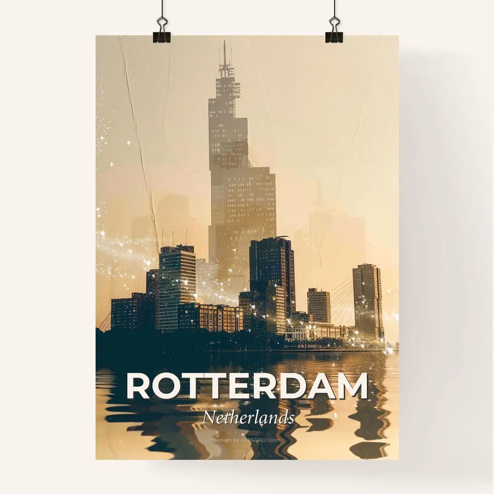 Rotterdam City Icons Double Exposure Art Poster Poster