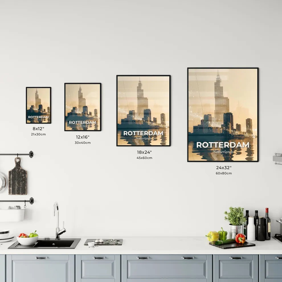 Rotterdam City Icons Double Exposure Art Poster Office Art