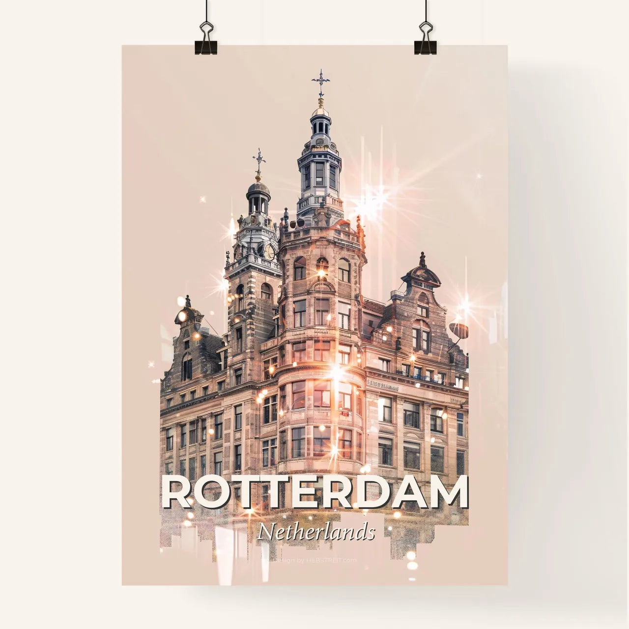Rotterdam Skyline Double Exposure Cityscape Poster Poster