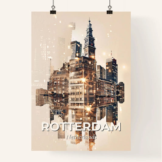 Rotterdam Skyline Art Deco Poster Poster