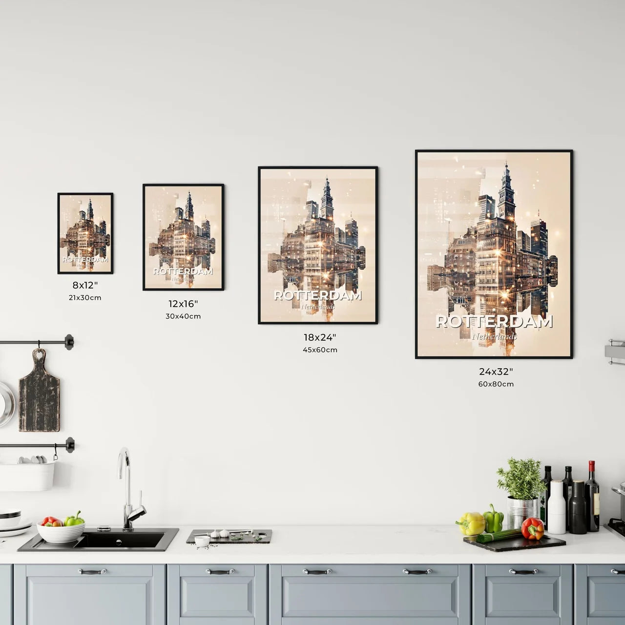 Rotterdam Skyline Art Deco Poster Office Art