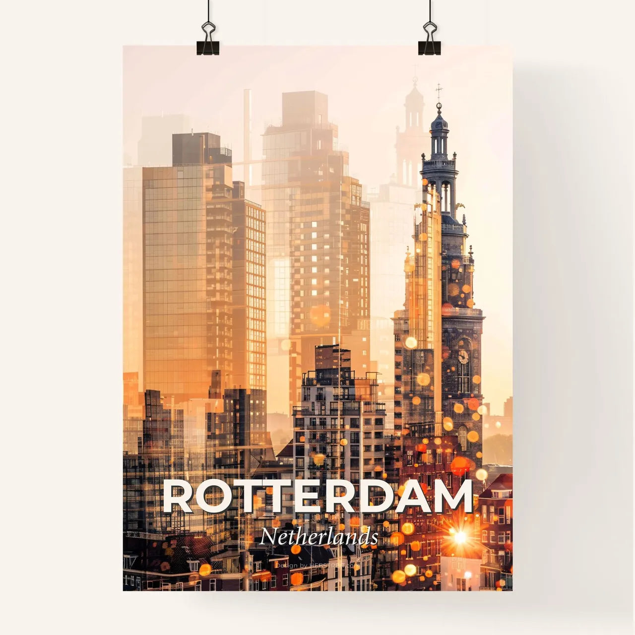 Rotterdam Cityline Skyline Composite Art Poster Poster