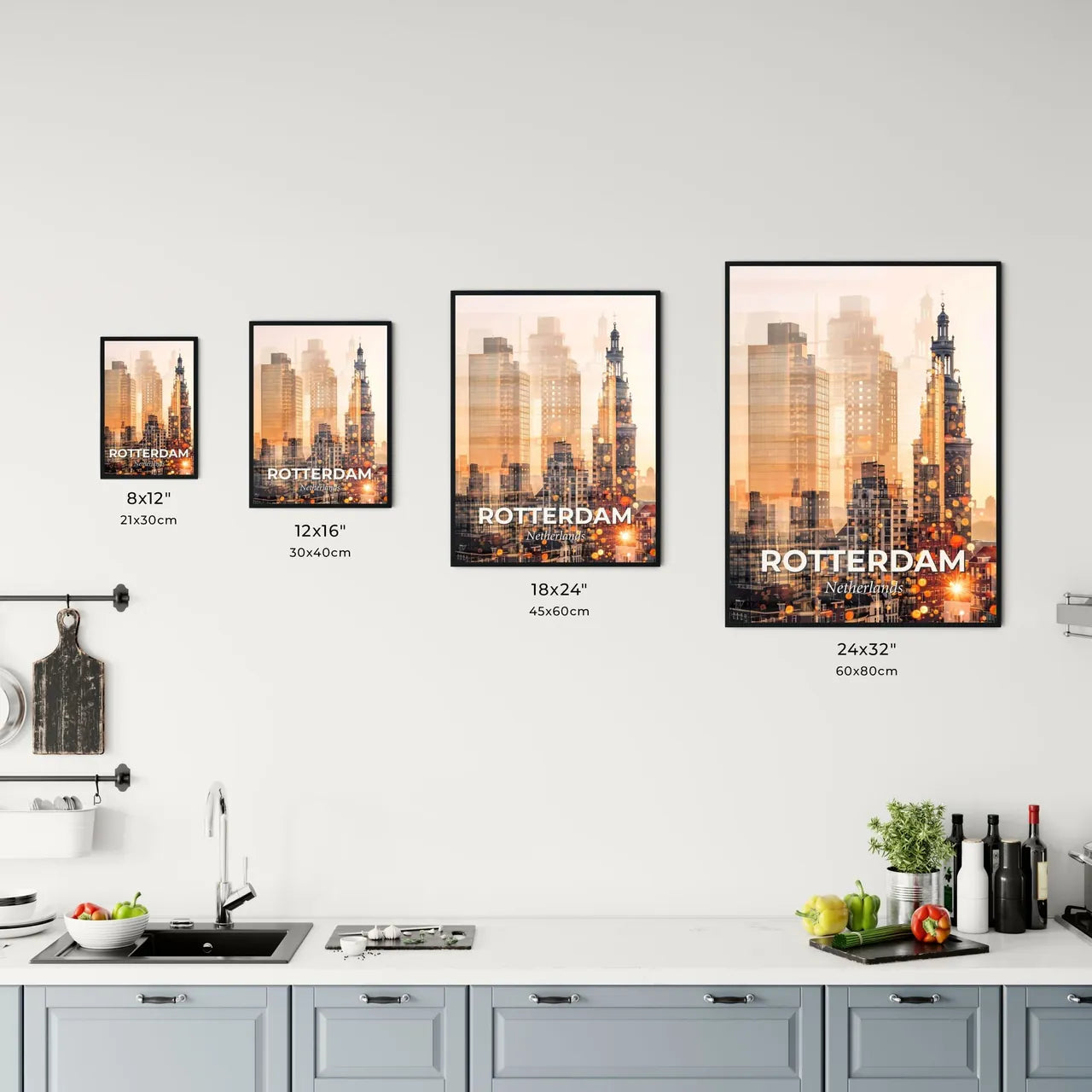 Rotterdam Cityline Skyline Composite Art Poster Office Art