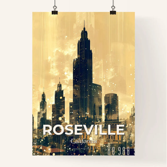 Roseville Skyline Composite Double Exposure Art Poster