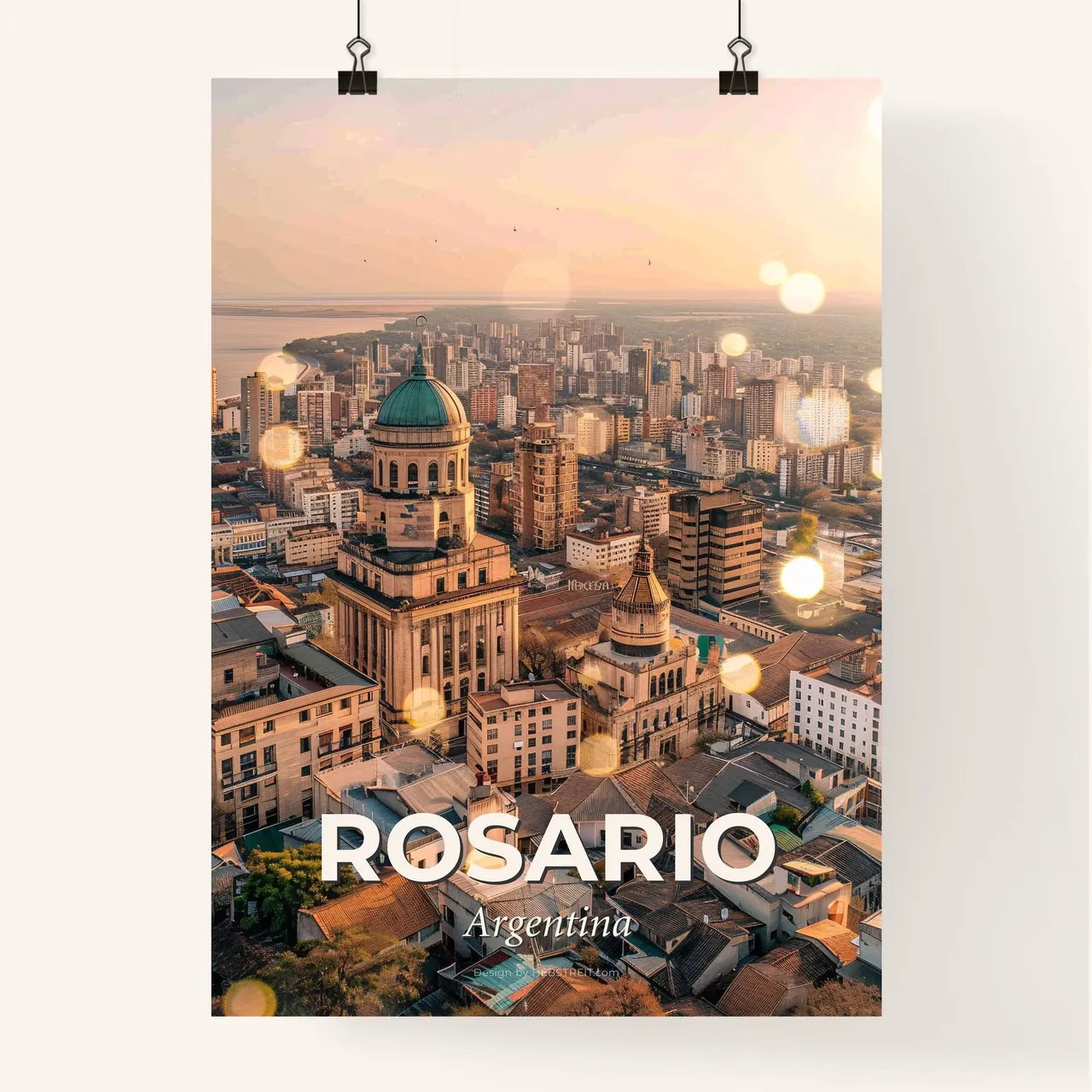 Rosario City Skyline Double Exposure Poster Poster