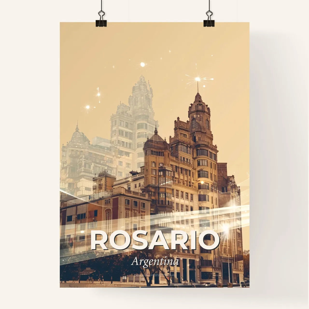 Rosario: Double Exposure Art City Skyline Night View Poster