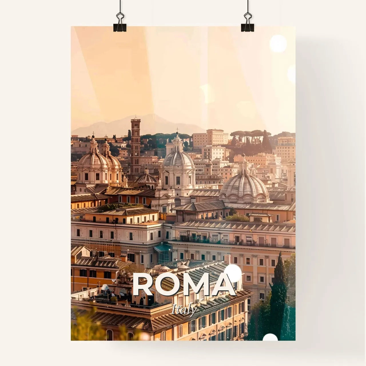 Rome Skyline City Lights Artwork Poster Poster