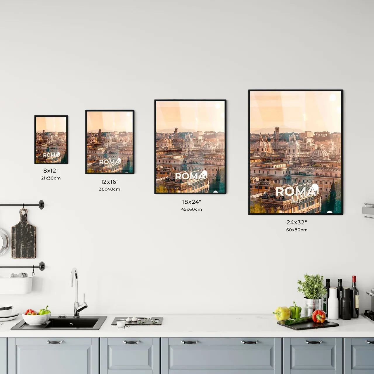 Rome Skyline City Lights Artwork Poster Office Art
