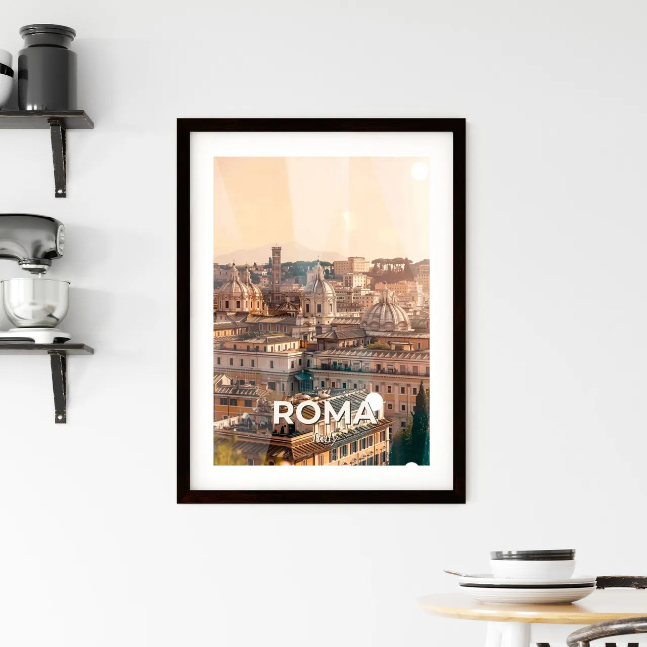Rome Skyline City Lights Artwork Poster Framed Print