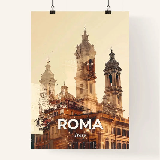 Rome City Skyline Double Exposure Art Poster Poster