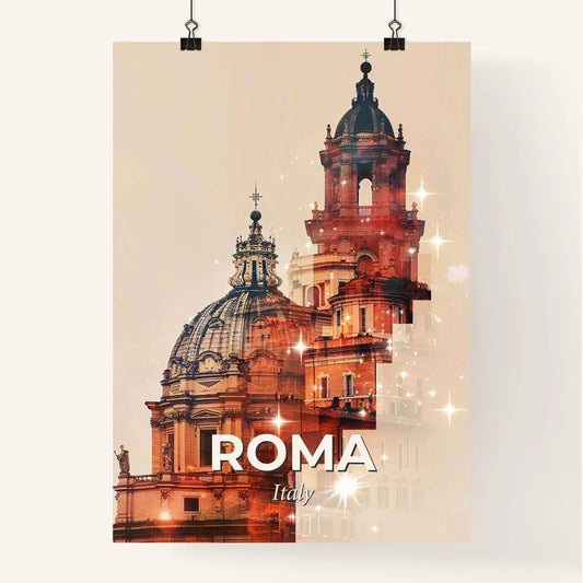 Rome City Skyline Double Exposure Poster Art Poster