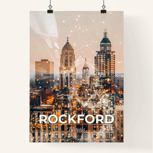 Rockford Cityscape Sparkler with Local Hues Poster