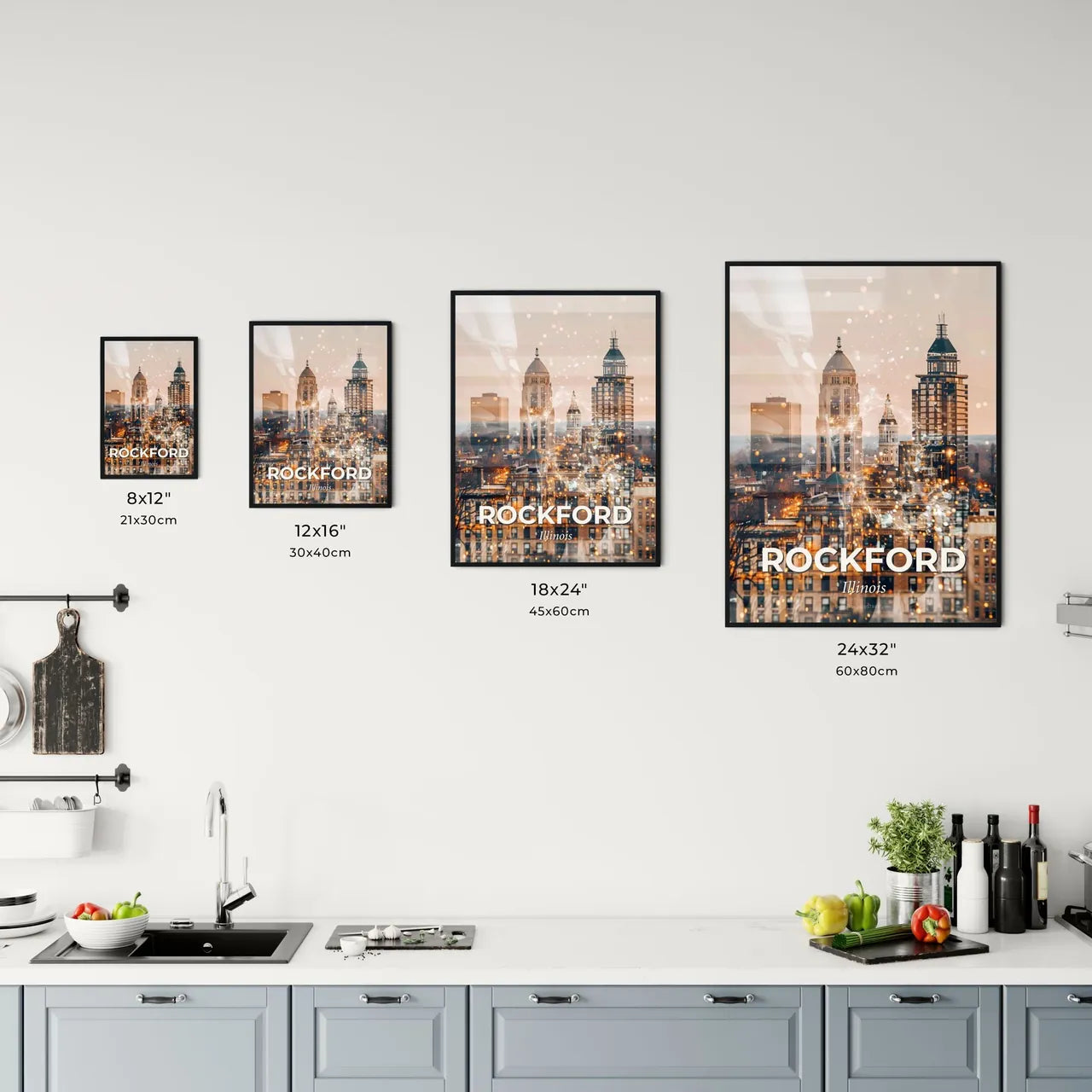 Rockford Cityscape Sparkler with Local Hues Office Art