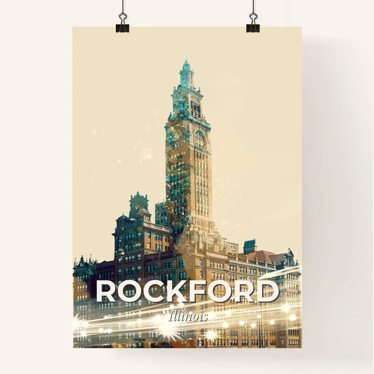Rockford City Skyline Composite Double Exposure Art Poster Poster