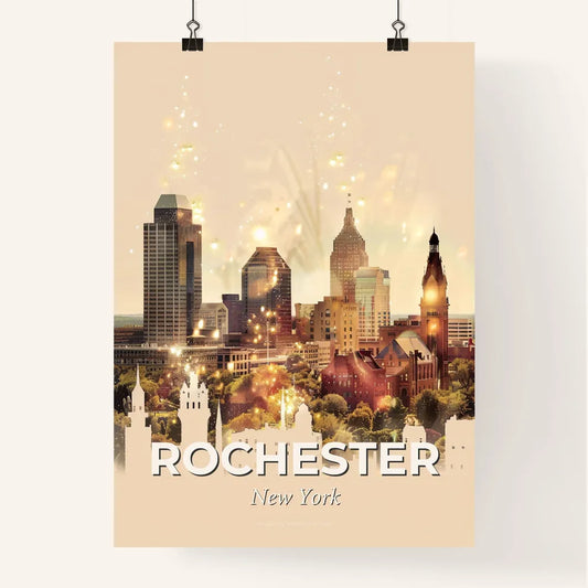 Rochester Cityscape: Dual Exposure Skyline Symphony Poster
