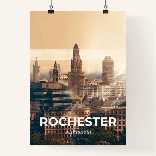 Rochester Skyline Double Exposure Poster Art Poster