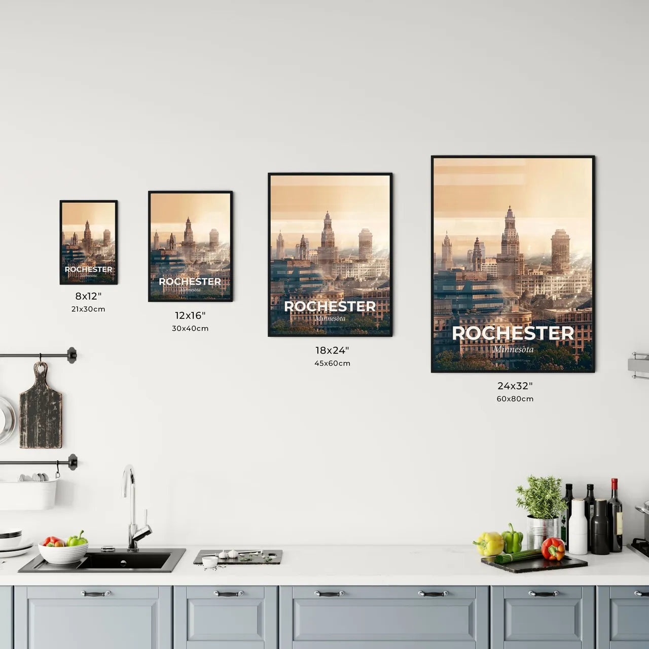 Rochester Skyline Double Exposure Poster Art Office Art