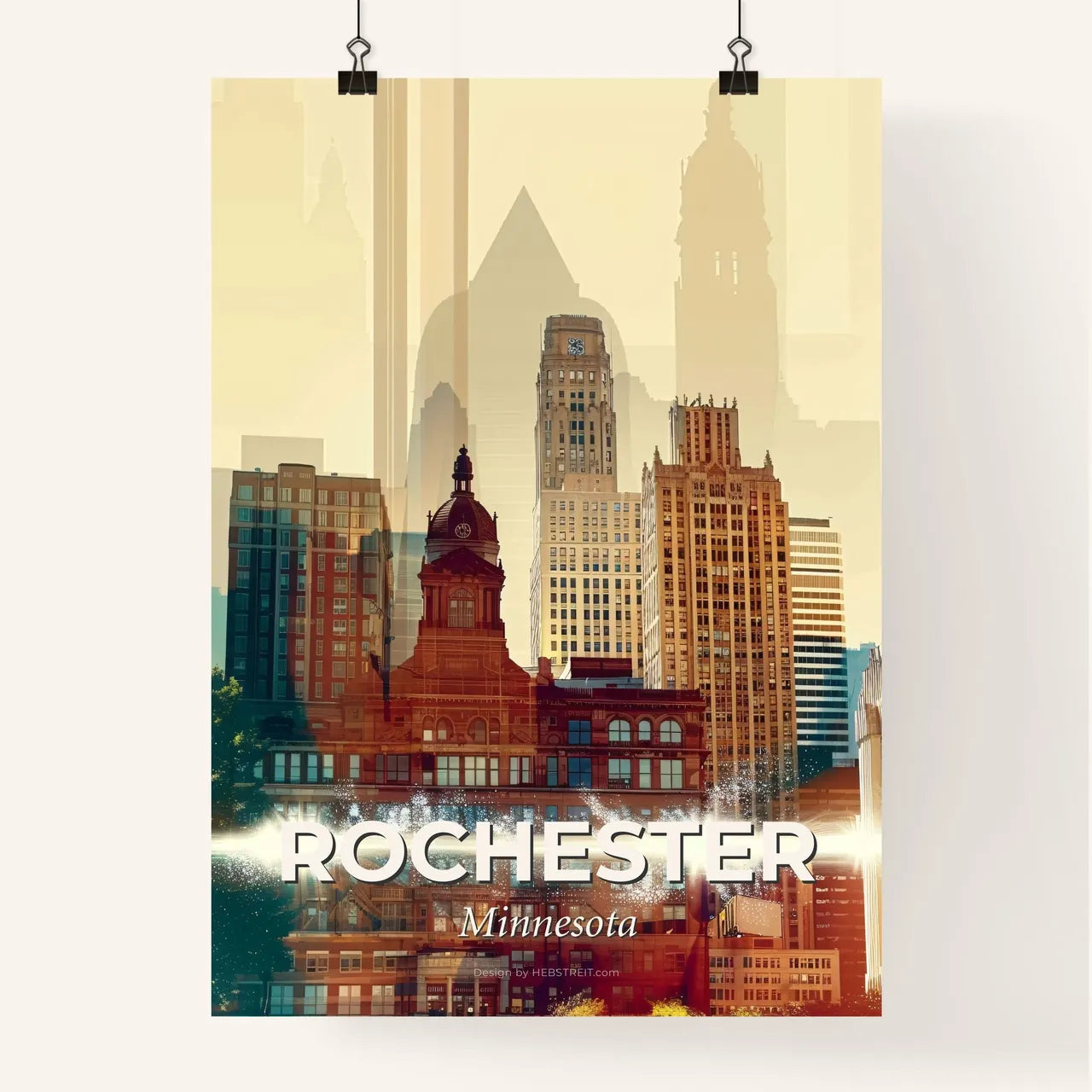 Rochester Artful Skyline Composite Poster Poster