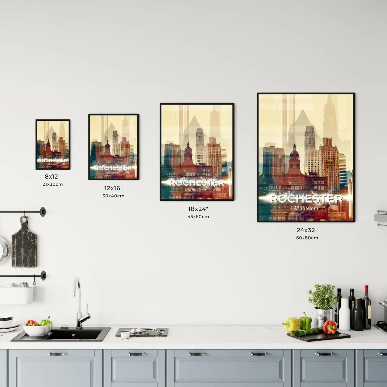 Rochester Artful Skyline Composite Poster Office Art